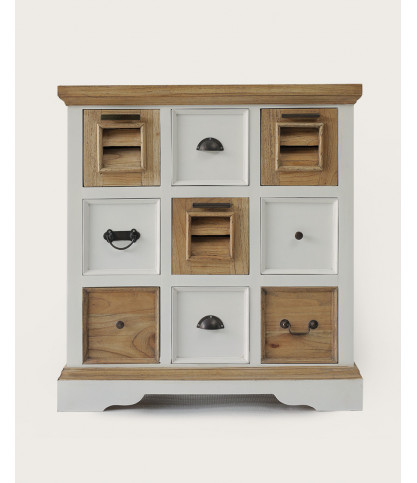 Inda - Console en Mindy massif naturelle et blanche 110 cm