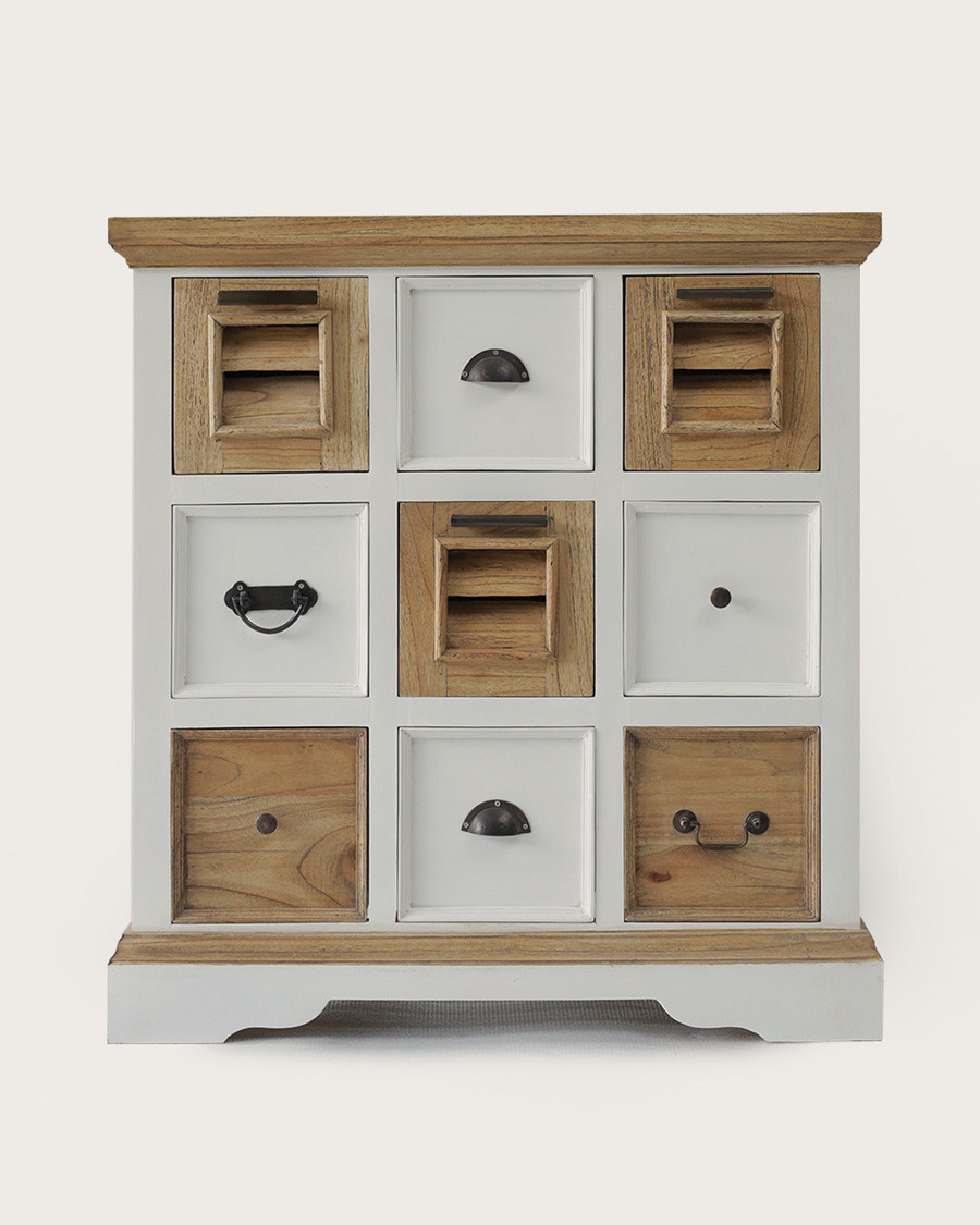 Inda - Console en Mindy massif naturelle et blanche 110 cm