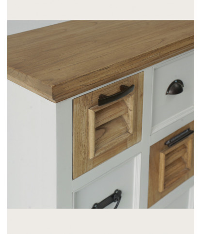 Inda - Console en Mindy massif naturelle et blanche 110 cm