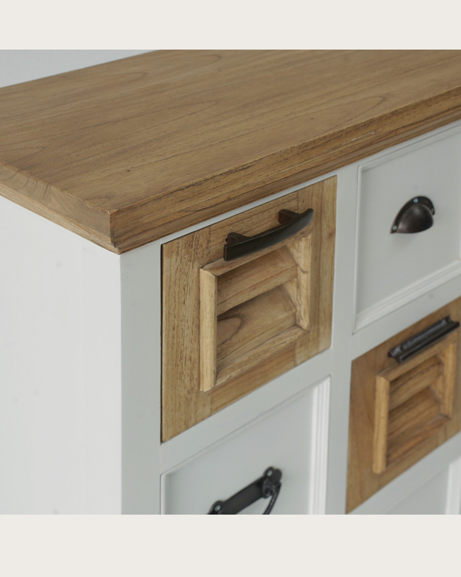 Inda - Console en Mindy massif naturelle et blanche 110 cm