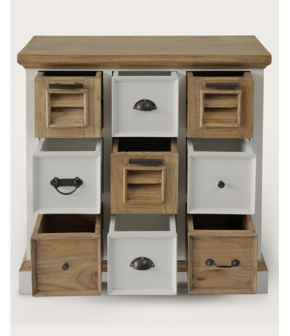 Inda - Console en Mindy massif naturelle et blanche 110 cm