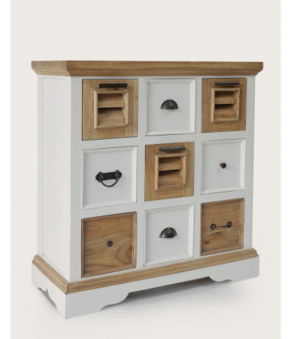 Inda - Console en Mindy massif naturelle et blanche 110 cm