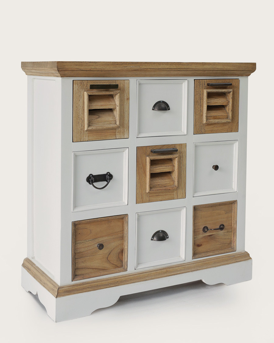 Inda - Console en Mindy massif naturelle et blanche 110 cm