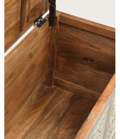 Mala - Coffre de rangement en manguier massif cérusé  L100 cm