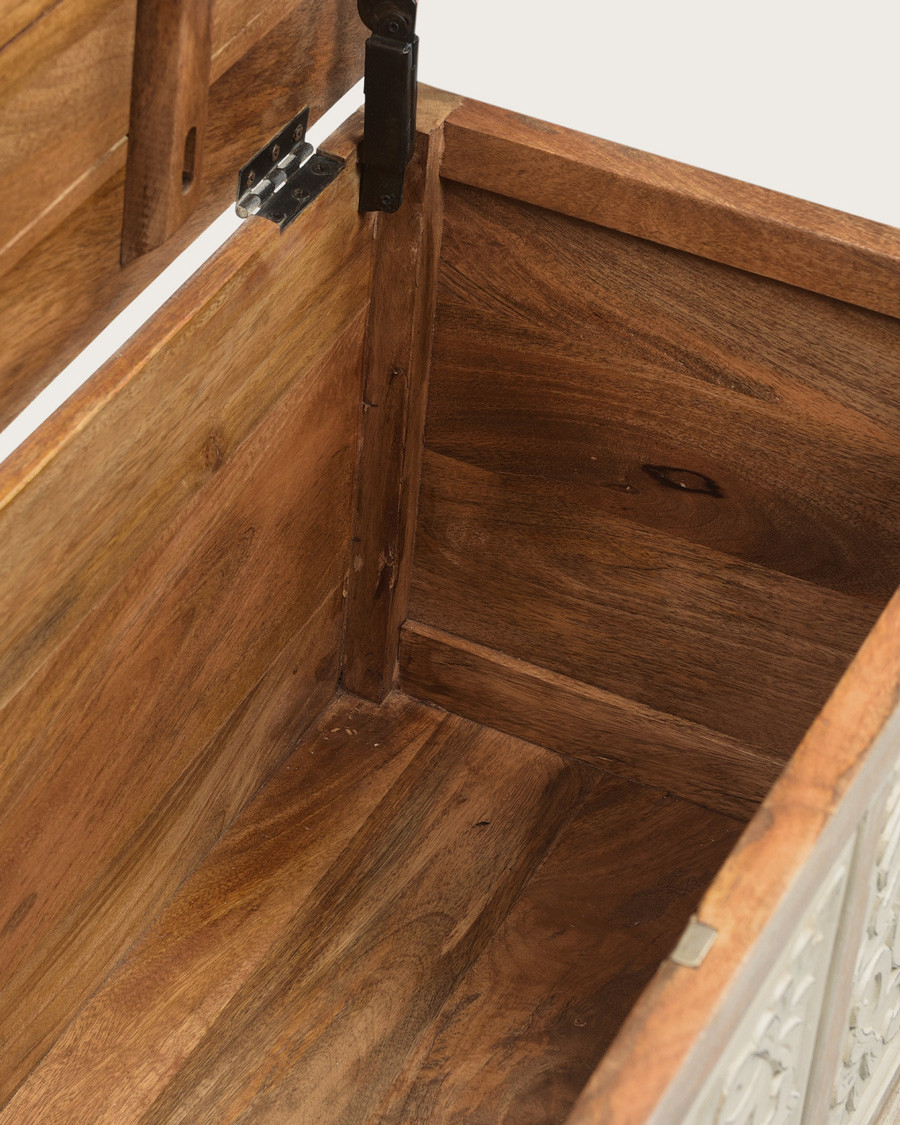 Mala - Coffre de rangement en manguier massif cérusé  L100 cm