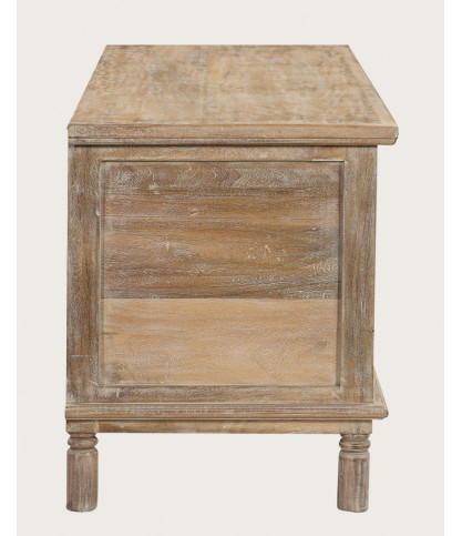 Mala - Coffre de rangement en manguier massif cérusé  L100 cm