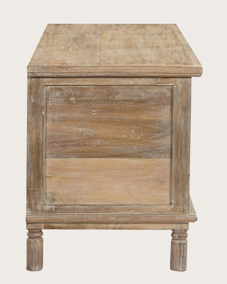 Mala - Coffre de rangement en manguier massif cérusé  L100 cm