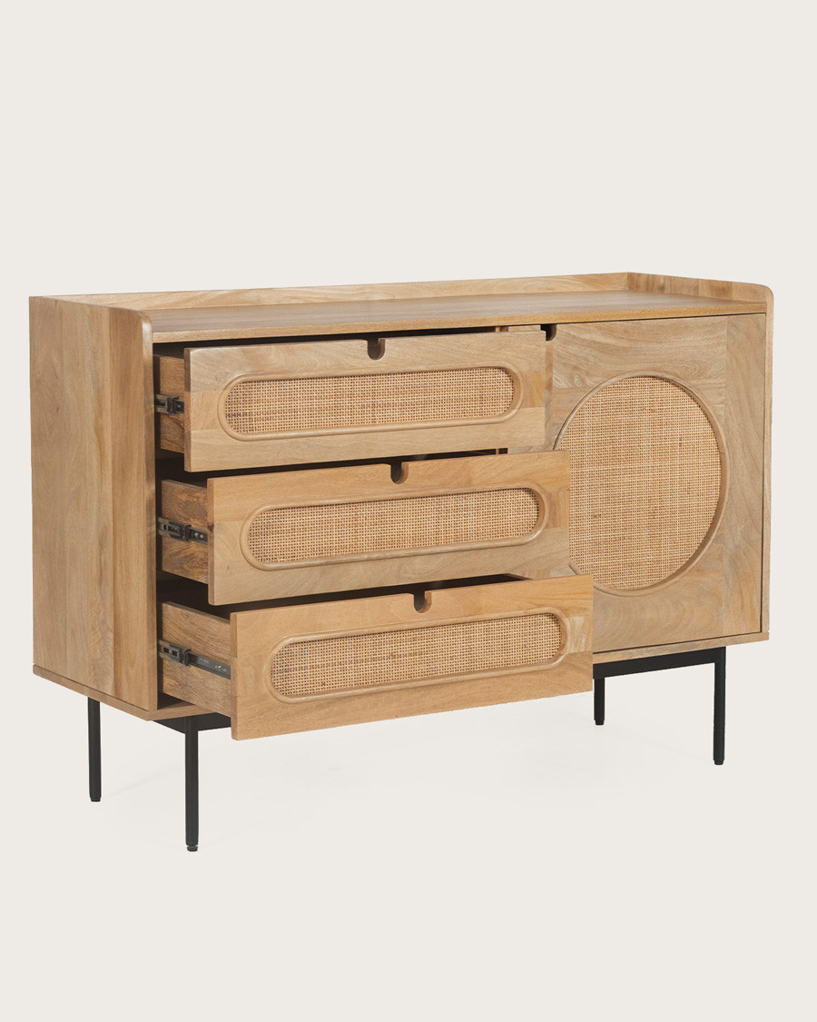 Kali - Commode en manguier massif et cannage rotin