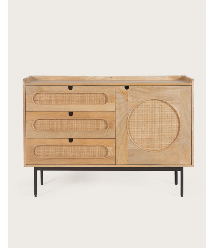 Kali - Commode en manguier massif et cannage rotin