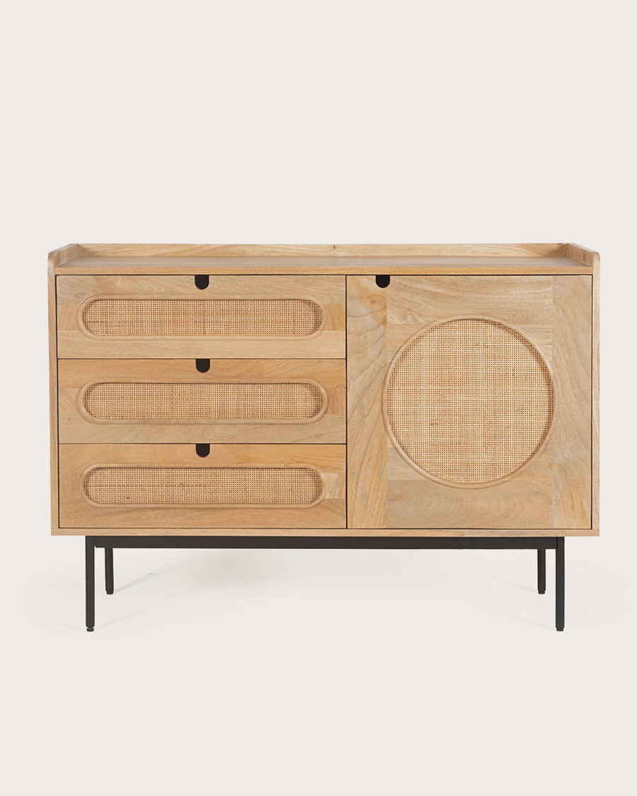 Kali - Commode en manguier massif et cannage rotin