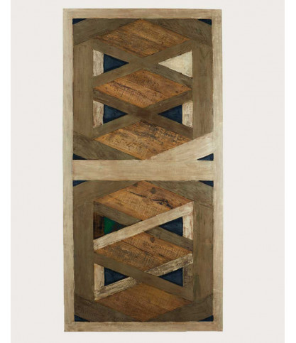 Bucarest - Table repas en manguier massif marqueté L200 cm 10 pers.