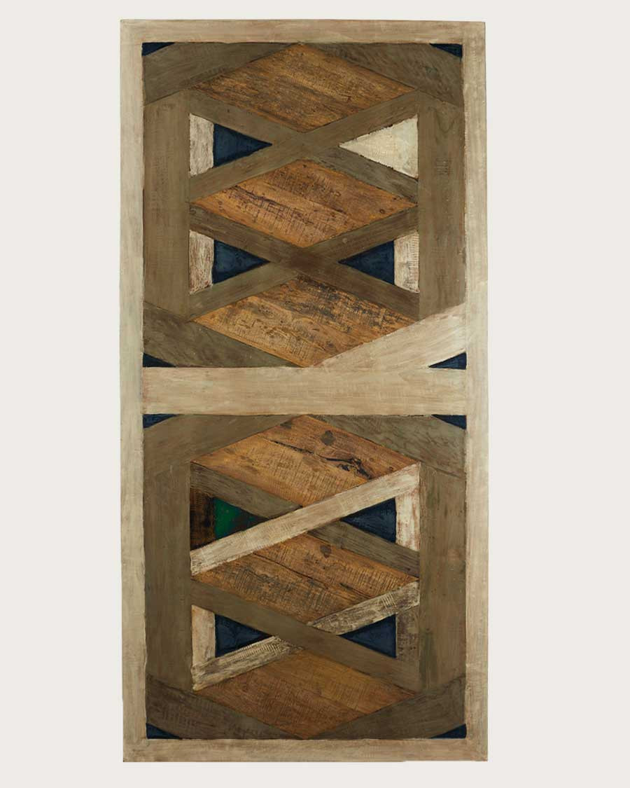 Bucarest - Table repas en manguier massif marqueté L200 cm 10 pers.