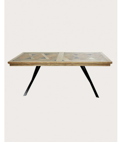 Bucarest - Table repas en manguier massif marqueté L200 cm 10 pers.