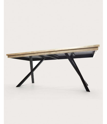 Bucarest - Table repas en manguier massif marqueté L200 cm 10 pers.