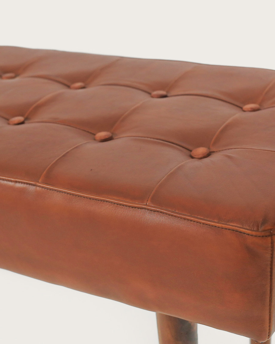 Khalari - Banc en cuir marron capitonné