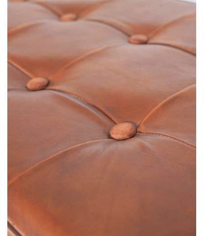 Khalari - Banc en cuir marron capitonné