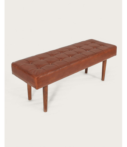 Khalari - Banc en cuir marron capitonné