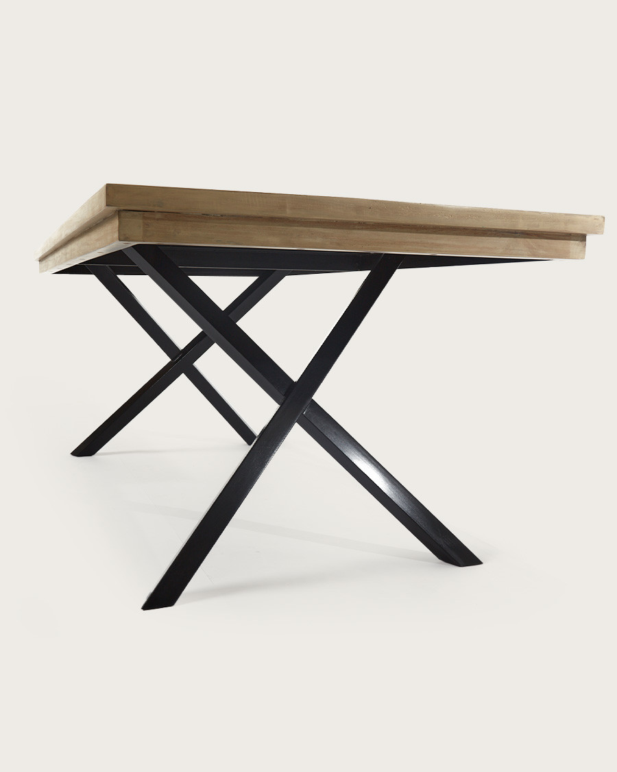 Bucarest - Table repas en manguier massif marqueté L200 cm 10 pers.