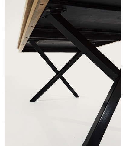 Bucarest - Table repas en manguier massif marqueté L200 cm 10 pers.