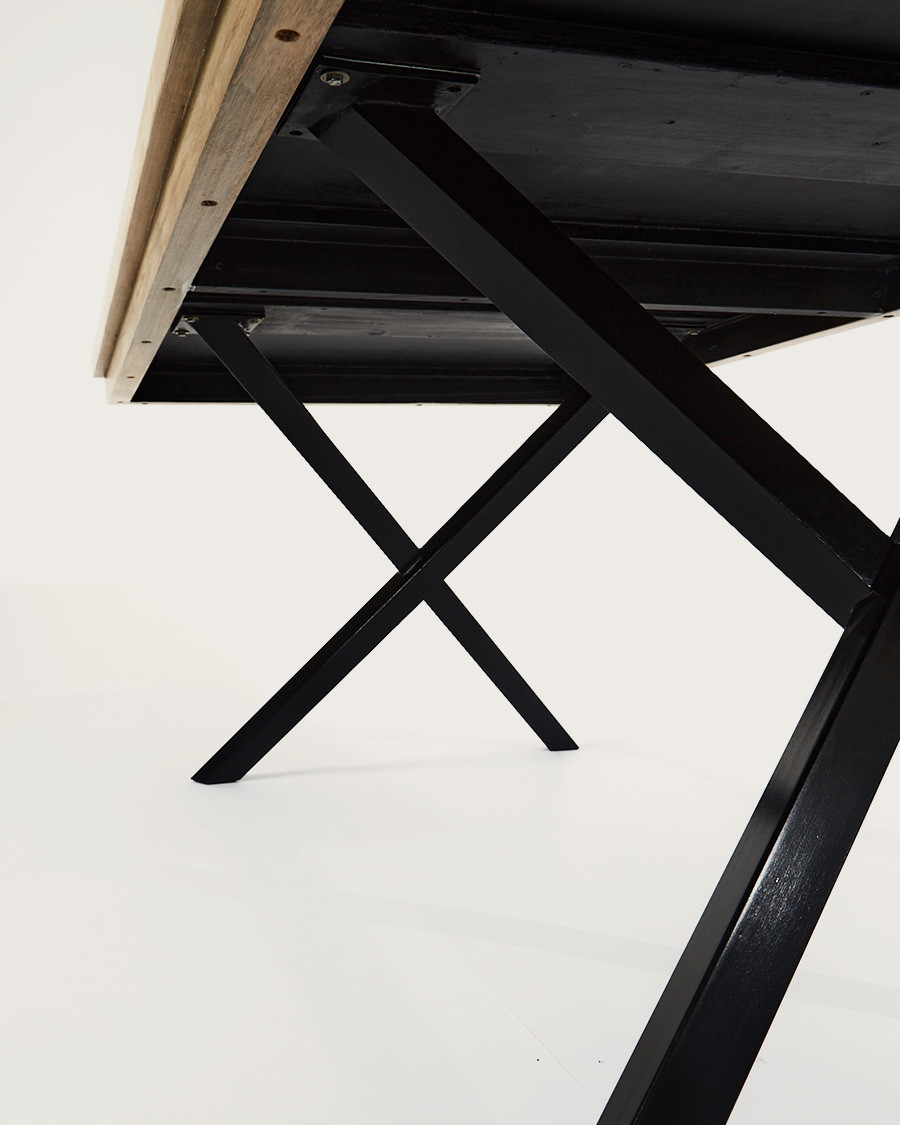 Bucarest - Table repas en manguier massif marqueté L200 cm 10 pers.