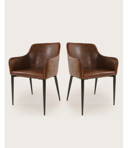 Jake - Chaise en cuir by cast marron