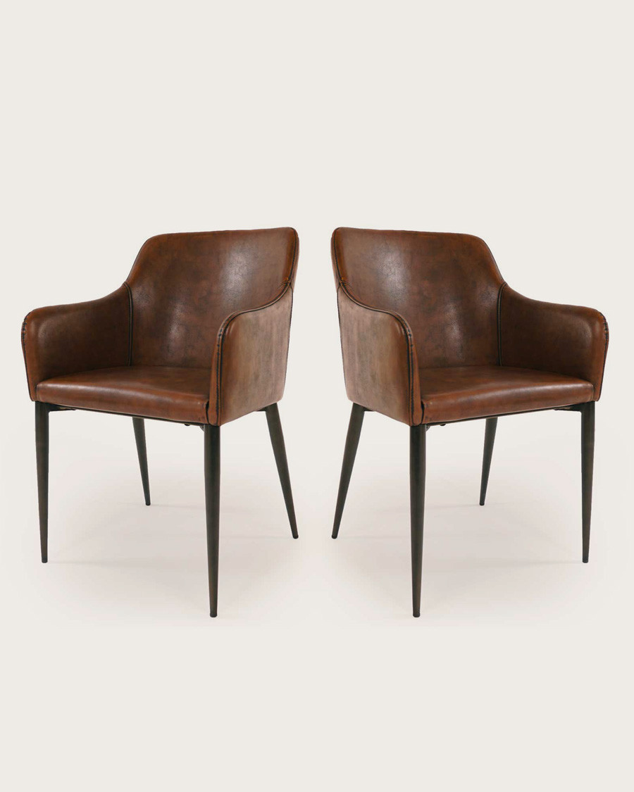 Jake - Chaise en cuir by cast marron