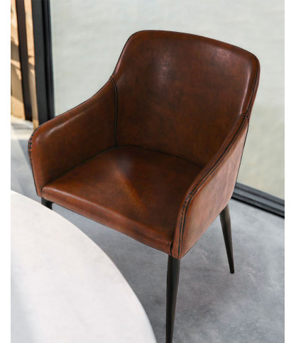 Jake - Chaise en cuir by cast marron