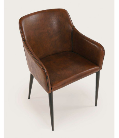 Jake - Chaise en cuir by cast marron