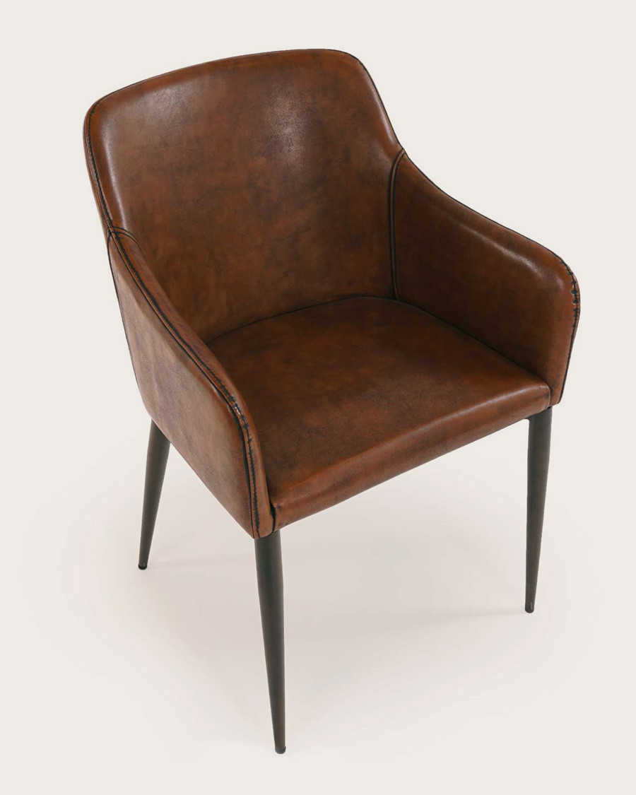 Jake - Chaise en cuir by cast marron