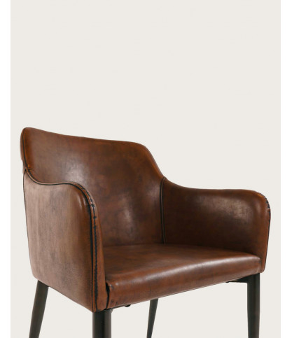 Jake - Chaise en cuir by cast marron