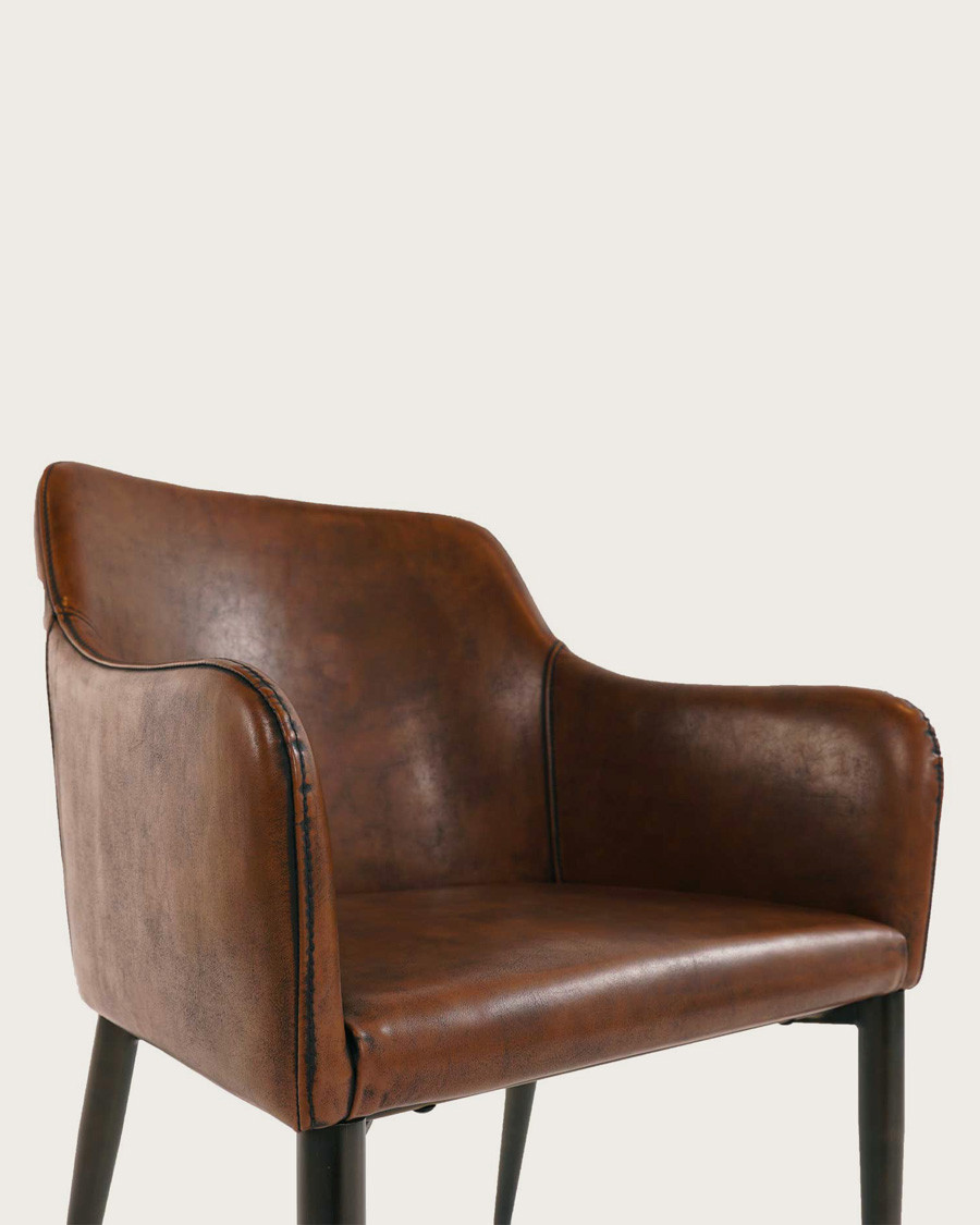 Jake - Chaise en cuir by cast marron