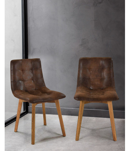 Bogota - Chaise scandinave en microfibre marron