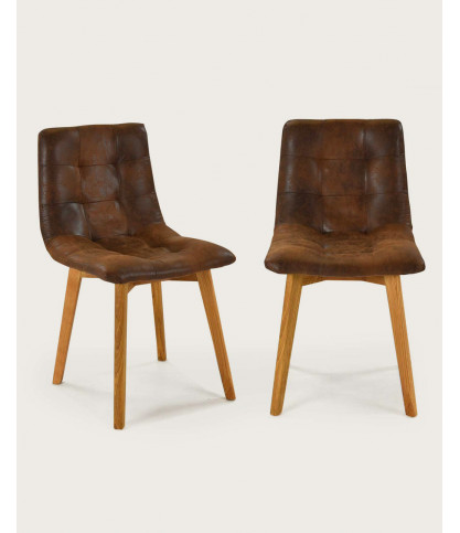 Bogota - Chaise scandinave en microfibre marron