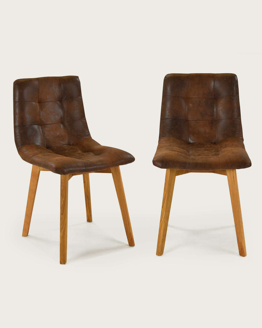 Bogota - Chaise scandinave en microfibre marron