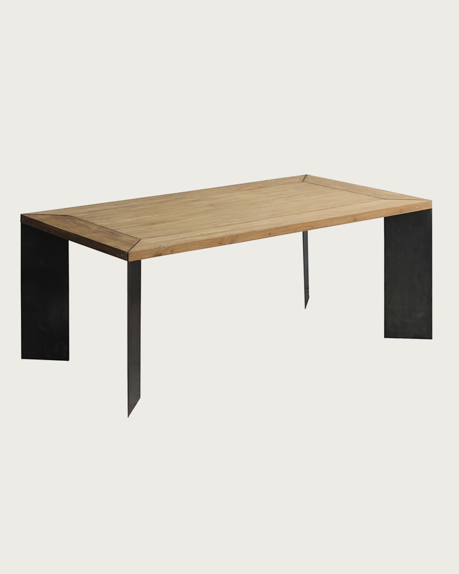 Loft - Table repas industrielle en teck et métal L180 cm 8 pers.
