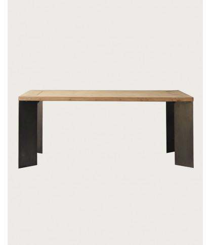 Loft - Table repas industrielle en teck et métal L180 cm 8 pers.