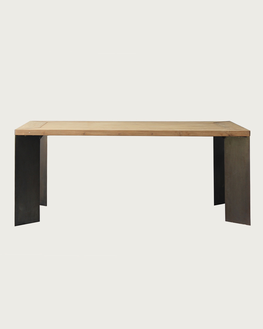 Loft - Table repas industrielle en teck et métal L180 cm 8 pers.