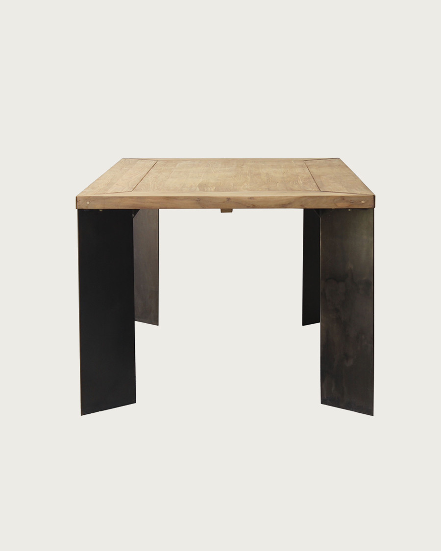 Loft - Table repas industrielle en teck et métal L180 cm 8 pers.