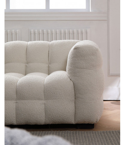 Altaya - Canapé 3 places en tissu bouclé blanc