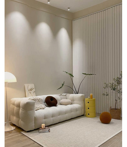 Altaya - Canapé 3 places en tissu bouclé blanc