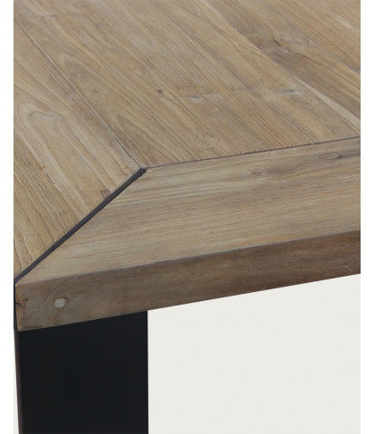 Loft - Table repas industrielle en teck et métal L180 cm 8 pers.