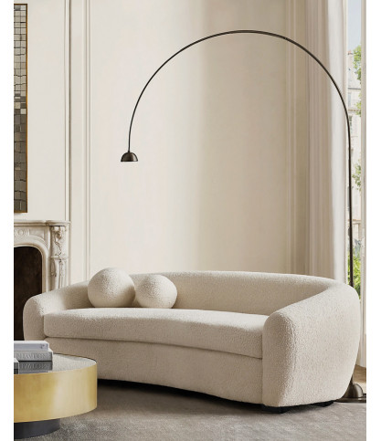 Curve - Canapé arrondi 3 places en tissu bouclé cream