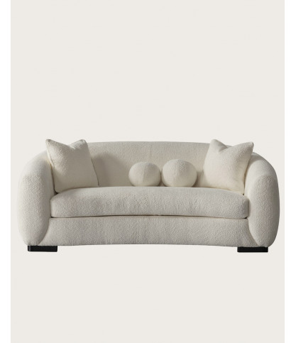 Curve - Canapé arrondi 3 places en tissu bouclé cream