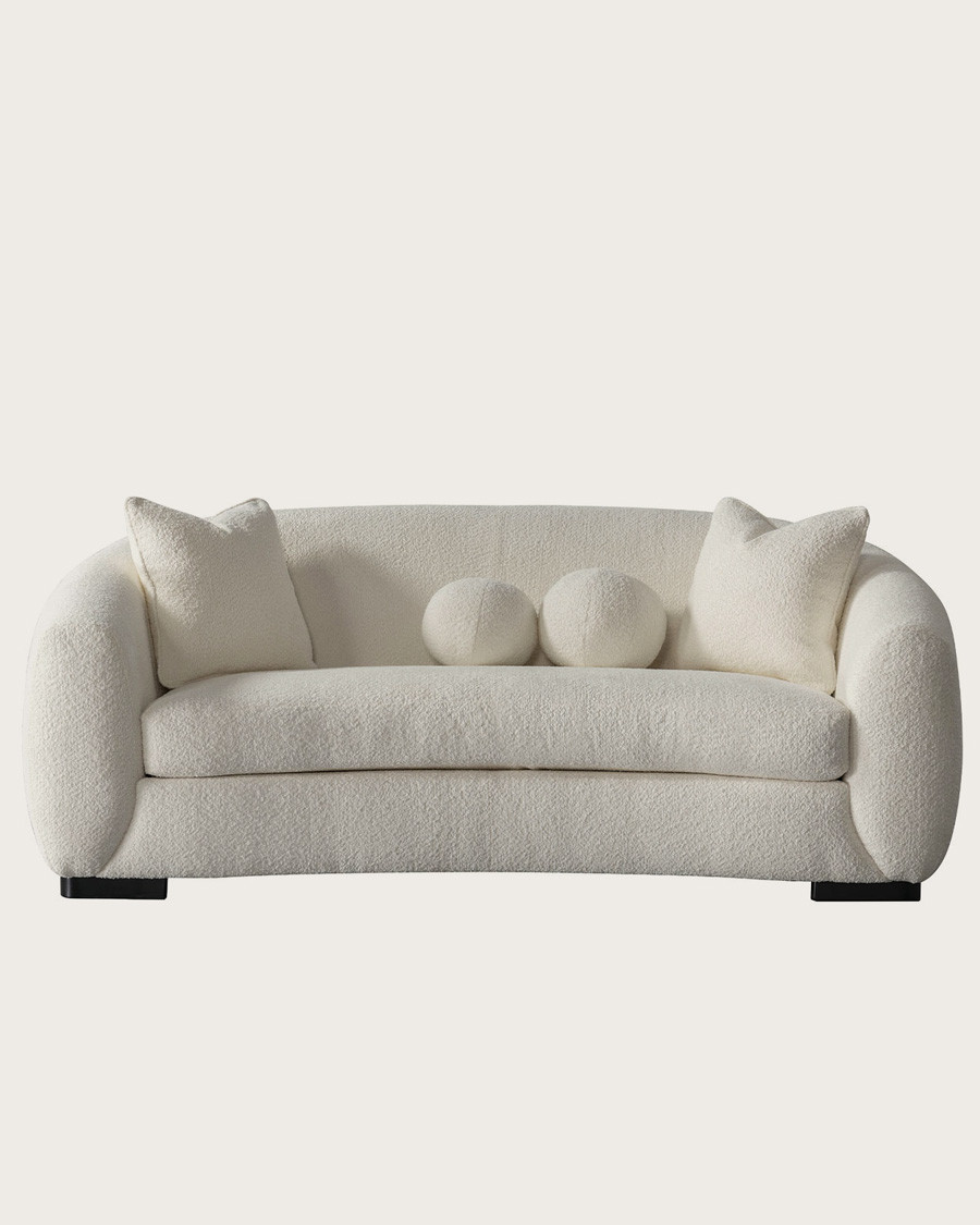 Curve - Canapé arrondi 3 places en tissu bouclé cream