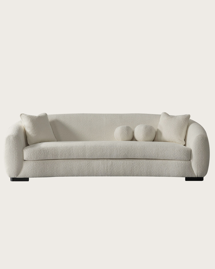 Curve - Canapé arrondi 3 places en tissu bouclé cream