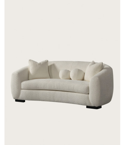 Curve - Canapé arrondi 3 places en tissu bouclé cream