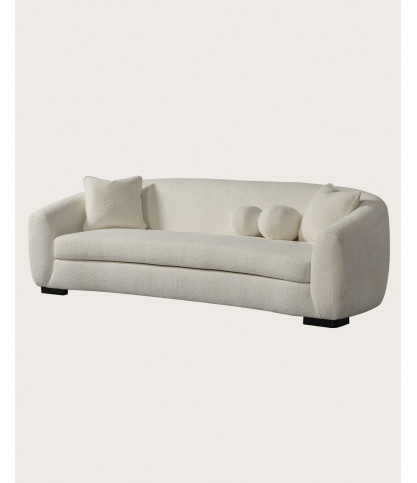 Curve - Canapé arrondi 3 places en tissu bouclé cream