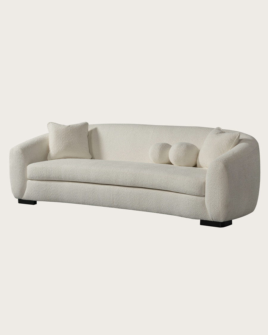 Curve - Canapé arrondi 3 places en tissu bouclé cream
