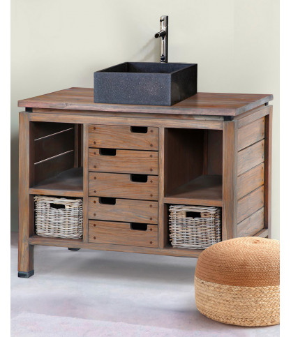 Harmonie - Meuble sous vasque en teck massif 100 cm