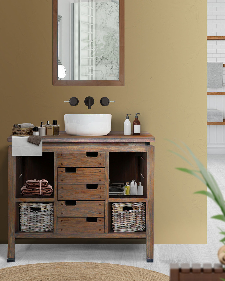 Harmonie - Meuble sous vasque en teck massif 100 cm